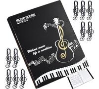 Yueser Carpeta de Partituras A4 - 80 Bolsillos, 160 Páginas, Negra - Almacenamiento de Música, Notas y Archivos para Piano - Cuaderno de Música