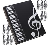 Yueser - Carpeta para partituras (80 bolsillos, 160 páginas, A4, archivador de música y archivador de archivos musicales, carpeta de partitura de piano negro, clasificador de documento de papel para