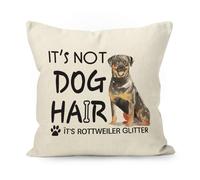 YUESHARE - Funda de almohada con frase divertida sobre perros, no es pelo de perro, es un rottweiler, con purpurina de acuarela, de algod n y lin
