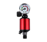 YueShengYCHUANG Regulador Presión con Válvula Neumática y Manómetro Doble Escala Cuerpo Acero Inoxidable Ajuste Mediante Perilla para Compresor Pintura Taller, Rojo