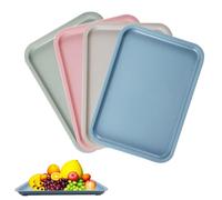 YUESIKJ 4 bandejas de plástico antideslizantes para servir bandejas de comida rápida, bandeja rectangular, 24,5 x 17,5 cm, para cocina, comedor, cafetería (4 colores)
