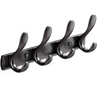 YUET Perchero de Pared, Ganchos de Percheros de Pared Acero Inoxidable con 4 Ganchos, Colgadores Colgar Montaje en Pared para Salón, Baño, Puerta, Entrada, Cocina (Negro)