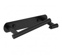 YUET Portarrollos Baño Autoadhesivo o Montado en la Pared, Doble Poste Giratorio, Soporte Colgador Acero Inoxidable, Porta Papel Higienico Sin Taladro (Negro)