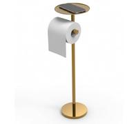 YUET Portarrollos de Papel Higiénico de Pie Oro, Dispensador Independiente de Acero Inoxidable, sin Necesidad de Taladra, Soporte para Papel higiénico con Almacenaje