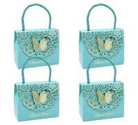 yueton Juego de 10 bolsas de regalo de boda de mariposa, caja de regalo hueca de mariposa, bolsa de regalo de dulces para decoración de boda, aniversario, fiesta de cumpleaños, azul, 4.33 x 2.16 x