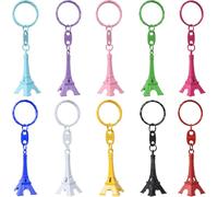 yueton Pack de 10 Retro Mini Colorful Retro Torre Eiffel Modelo Llavero de metal titular de la clave llavero