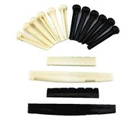 yueton Pack de 2 juegos Negro y clavijas de puente de plástico blanco y silla de montar y tuerca partes de repuesto para guitarra acústica