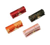 yueton Paquete de 4 estuches para pintalabios de estilo chino con diseño de brocado de satén tejido único con espejo para mujeres y niñas, colores aleatorios, Colores aleatorios, Estilo chino
