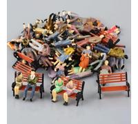 YUETTYY 50 figuras de modelo pintadas, 1:50 figuras de decoración a escala sentada de pie modelo personas pasajeros figuras + 6 banco tren tren diseño ferroviario