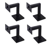 YUETTYY Soportes de pasamanos de 1/2/4 piezas, soportes de riel de barandilla resistentes, soporte cuadrado negro, soporte de pared para barandilla de escalera (4 piezas)