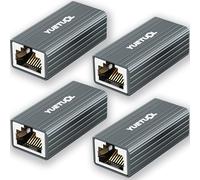 YUETUOL Adaptador RJ45 10 Gigabit, Adaptador RJ45 Hembra a Hembra, Conector rj45 Pare Cable LAN, Cable de conexión Ethernet, Acoplador de Red para Cat8, Cat7, Cat6, Cat5, Cat5e (4 Pcs Gris)