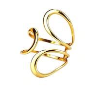 YUEXNKO Anillos de Oro Ajustables, Golden Ring Women, Anillo Dorados Mujer Ajustables, Gold Jewelry for Women Rings, Open Diseño, Joyas para Mujer, Regalo para Mamá, Esposa o Novia (A)