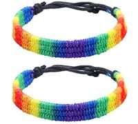 YUEXNKO Pulsera LGBTQ del Arcoiris - 2 Piezas Ajustable de Amistad, Tela Gay Bandera Orgullo, Unisex Vistoso
