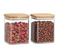 YUEYEE Tarros de Cristal con Tapa, Botes Cocina Almacenaje para Preservar Fideos de Pasta Frijoles de Cereales Nueces de Galleta,Recipientes de Almacenamiento de Vidrio Transparentes 2pcs 800ml