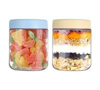 YUEYEE Tarros de cristal con tapa de 500 ml, tarros de avena con tapa de rosca, para conservas de ensalada, yogur, pudín, chutney, mermelada, tarros reutilizables con tapa para desayuno, 2 unidades