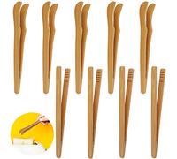 YUEYUAN 12 Piezas Pinzas Bambú, Pinza de Bambú Cocina Pinzas Bambú para Tostadas, Ensaladas, Barbacoas, Cocinar, Hornear, Freír (18 Cm)