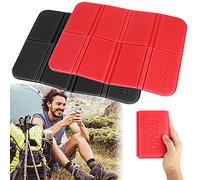 YUEYUAN 2 Piezas Plegable Almohadilla Cojines, Almohadillas de Espuma XPE Estera Portátil Almohadillas de Asiento para Comida Campestre Aire Libre (Negro y Rojo)