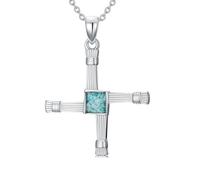 YueYuan Collar de cruz de St Brigid's para mujer, plata de ley 925, colgante de cruz brigid turquesa, protección religiosa cristiana, joyería irlandesa, regalos para mujeres y esposas