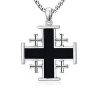YueYuan Jerusalén Cruz Collar de Plata de Ley 925 Cruz Collar Cruz Colgante Cristiana Religiosa Cruz Gótica Joyas Regalos para Hombres Mujeres