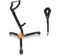 YueYueZou Soporte plegable para saxofón alto/tenor, base triangular de metal, correa de algodón