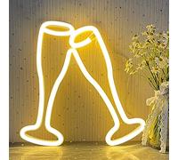 YUEYYNS Copa de Vino Letreros de Neón Letrero de Neón Amarillo Cerveza Cheers Luz de Neón LED Señal de Neón para Pared Cóctel Luces de Neón Decorativas para Dormitorio