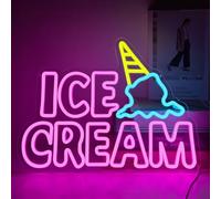 YUEYYNS Ice Cream Letreros de Neón Luz de Neón LED Alimentado por USB con interruptor Adecuado para bares, fiestas, escaparates, decoración de tiendas, luces de neón
