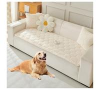 YUEZHONG Fundas De Sofá For Mascotas De Terciopelo Difuso, Fundas De Sofá Ultrasuaves For Sofá De 3 Cojines, Aptas For Mascotas, Cubre Sofá Acolchado Antideslizante, Lavable(Cream,90x160cm/35x63in)