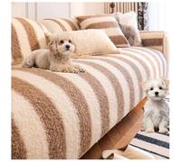 YUEZHONG Fundas De Sofá For Perros, Protector De Sofá For Perros De Tela Polar Sherpa, Funda De Sofá A Rayas Que Admite Mascotas, Adorno De Sofá De Felpa, Lavable(Coffee,110x210cm/43x83in)