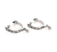 Yuezhongoo Spurs For Cowboy Boots,Stainless Steel West Cowboy Exquisite Pattern Horse Boot Spurs Decoration with Gear For Equestrian Competition Entertainment