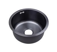 Yuezouikl Fregadero Redondo Negro Cocina Fregadero Individual Redondo Fregadero Pequeño Lavabo Redondo para Baño Lavado De Verduras Y Lavavajillas para Cocina Comedor Bar Balcón,Negro,40CM*40CM