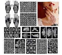 yufana 281 Tatuajes Temporales, Tatuaje De Moho, Kit De 14 Hojas De Plantillas De Tatuaje De Henna, DiseñO De Arte Corporal Reutilizable, Adecuado Para Mujeres, Adolescentes Y Adultos