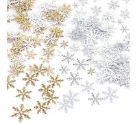 yufana 900 Piezas Confeti de Copos Nieve, Confeti PequeñOs Copos de Nieve Azul Decoración, para Navidad Boda (Oro368)
