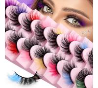 yufana PestañAs Coloridas, 8 Pares De Embalajes, PestañAs Postizas Naturales 3d, PestañAs Postizas Son Adecuadas Para El Carnaval De Halloween (Multicolor2)