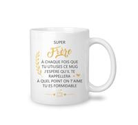 Yufansd Hermano Cada vez que usas esta taza, Espero que te recuerde a qué punto se te gusta Taza Regalo de cumpleaños y Navidad Día de la Madre Taza 325 ml (Fror)