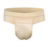 YUFEIDA Pantalones moldeadores para hombre, ropa interior para crossdresser transgénero, Tanga trans, color beige, XL