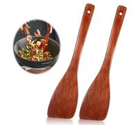 YUFFQOPC 2 espátulas de madera para cocinar, de madera, con vetas únicas, mango largo, antiadherente, con revestimiento antiadherente (33 cm)