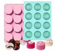 YUFFQOPC 2 moldes de silicona para chocolate, con 12 cavidades, redondos, para cake pops, chocolate, galletas, queso, chocolate