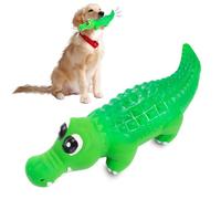 YUFFQOPC Juguete para perros indestructible, resistente, juguete para masticar para perros, indestructible, cocodrilo, juguete para perros chirriante, 2 en 1, caucho natural para masticar para perros