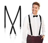 YUFFQOPC Tirantes para hombre, verbos fuertes, tirantes estrechos, 2,5 cm, 4 clips de metal, largos, para hombres y mujeres, longitud ajustable para mujer, talla única, Negro , Talla única