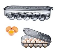 Yuflen Hueveras para Frigorifico 16 Huevos Hueveras de Plastico con Tapa Huevera Nevera Apilable para Refrigerador, Cocina, Picnic