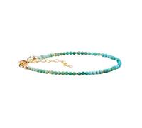 YUGNA Sleeping Beauty - Pulsera de cuentas de corte facetado de 2 mm, color turquesa, 17,78 cm, chapada en plata, unisex, unisex, pulsera apilable de cadena de eslabones | LNK_YG_06149
