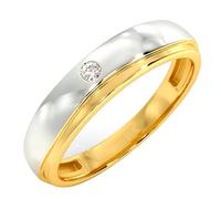 YUGNA The Amias Band, anillo de moissanita de 0,045 quilates con 3,68 gramos de plata de ley chapada en oro de 14 quilates, anillo de compromiso, boda, compromiso, RNG-2047, Plata de ley Plata de ley