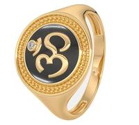 YUGNA The Arion RNG-2133 - Anillo de moissanita de 0,01 quilates con plata de ley chapada en oro de 14 quilates de 5,53 gramos, Plata de ley Plata de ley Moissanita, Moissanita