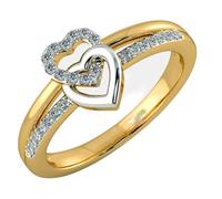 YUGNA The Art of Love RNG-2254 - Anillo de moissanita de 0,125 quilates con plata de ley chapada en oro de 14 quilates de 2,75 gramos, Plata de ley Plata de ley Moissanita, Moissanita