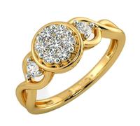 YUGNA The Cytil RNG-1934 - Anillo de moissanita de 0,388 quilates con plata de ley chapada en oro de 14 quilates de 2,73 gramos, Plata de ley Plata de ley Moissanita, Moissanita