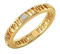 YUGNA The I Love You, anillo de moissanita de 0,045 quilates con plata de ley chapada en oro de 14 quilates de 2,16 g, para boda, compromiso, compromiso, RNG-2548, Plata de ley Plata de ley Moissanita