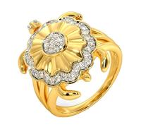 YUGNA The Lucky Turtle RNG-2317 - Anillo de moissanita de 0,405 quilates con plata de ley chapada en oro de 14 quilates de 6,89 gramos, Plata de ley Plata de ley Moissanita, Moissanita