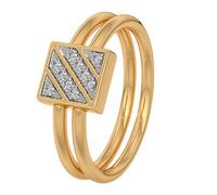 YUGNA The Timeless Bond RNG-2119 - Anillo de moissanita de 0,096 quilates con plata de ley chapada en oro de 14 quilates de 3,72 gramos, Plata de ley Plata de ley Moissanita, Moissanita