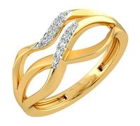 YUGNA The Vari RNG-2761 - Anillo de moissanita de 0,076 quilates con plata de ley chapada en oro de 14 quilates de 1,99 gramos, Plata de ley Plata de ley Moissanita, Moissanita