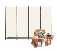 Yugodex Separador de habitaciones plegable independiente, biombo sobre ruedas, vestuario, separador de habitaciones, 4 piezas, 228 x 181 cm, biombo para balcón, oficina, salón (beige)